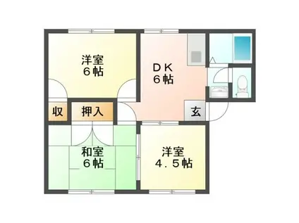 コーポ八好A(3DK/1階)の間取り写真
