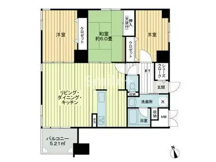 両備グレースマンション医大南(3LDK/2階)の間取り写真