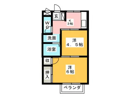 エルディムわか(2K/2階)の間取り写真