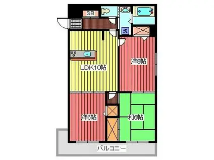 PARK SQUARE西川口(3LDK/4階)の間取り写真