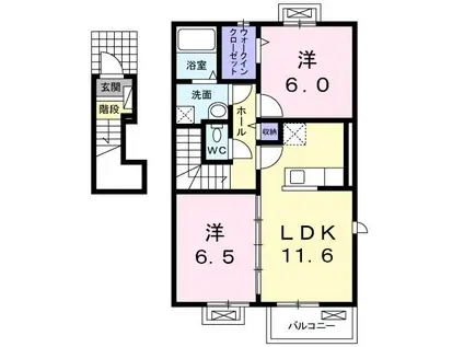 サンリット・メゾン・山崎II(2LDK/2階)の間取り写真