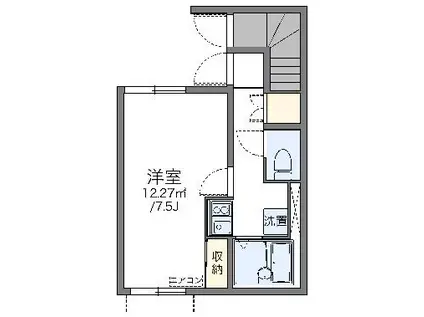 レオネクストリヴェールIII(1K/1階)の間取り写真
