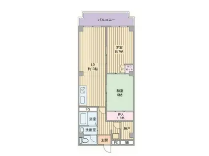 ハイツ柳井(2LDK/4階)の間取り写真