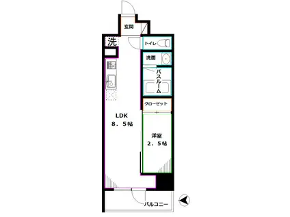 ハーモニーレジデンス東京武蔵関ウエスト SIDE(1LDK/6階)の間取り写真