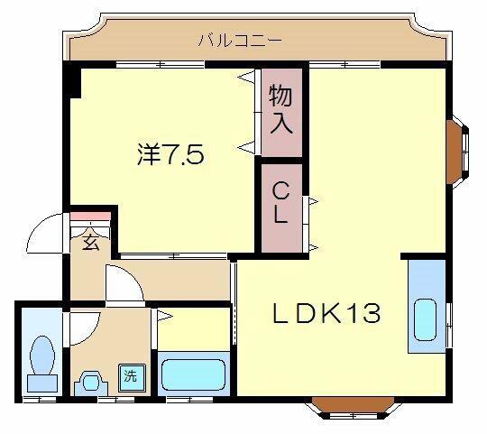 第5リビエール山鳶(1LDK/2階)の間取り写真