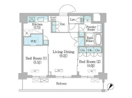NIIYA平和台(2LDK/3階)の間取り写真