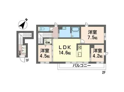 シャーメゾン岡村(3LDK/2階)の間取り写真