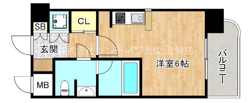 レジュールアッシュ長堀通南(1K/8階)の間取り写真