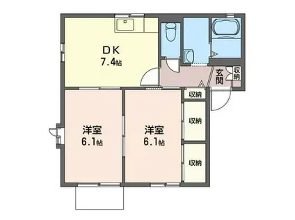 エコーハイツ池辺(2DK/1階)の間取り写真