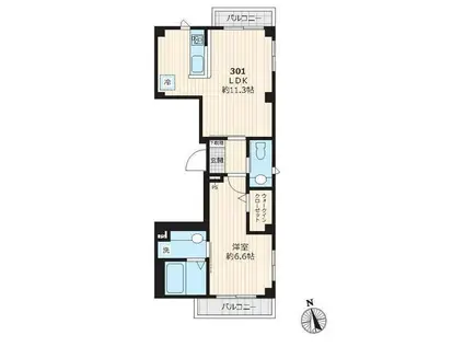 レジデンスアイ(2DK/2階)の間取り写真