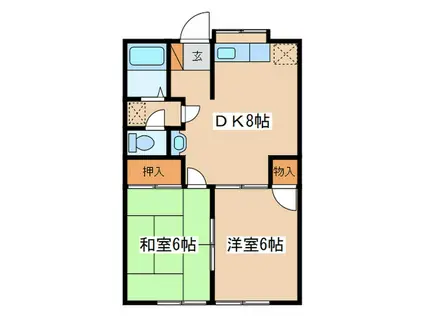 レーベンハイム葛原(2DK/1階)の間取り写真