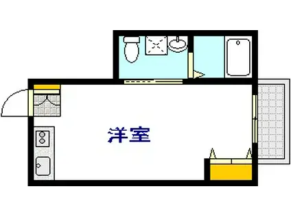 尾長東アパートB棟(ワンルーム/1階)の間取り写真