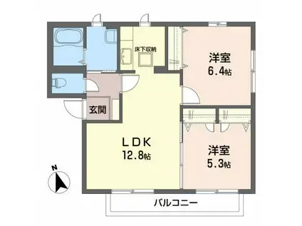 ドエル桜公園(2LDK/1階)の間取り写真