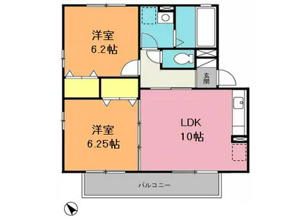 リビングタウン桶川朝日 A(2LDK/2階)の間取り写真