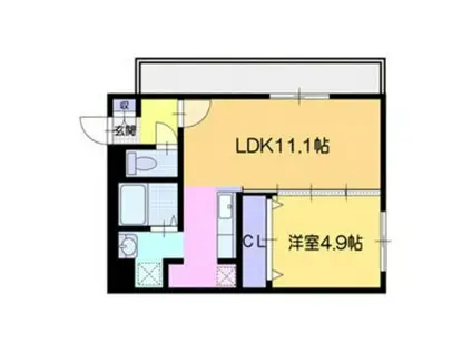 カサラビン(1LDK/3階)の間取り写真