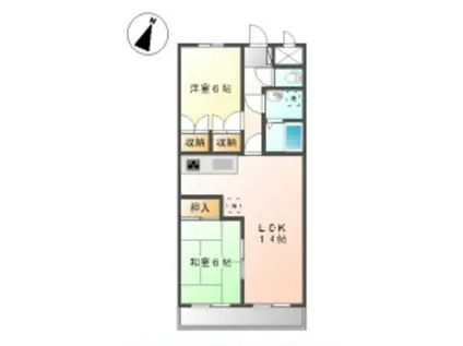 ドミールシャルム 102(2LDK/1階)の間取り写真