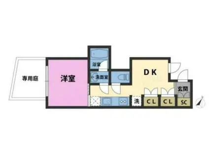 MUVA門前仲町RIVERSIDE旧(1DK/1階)の間取り写真