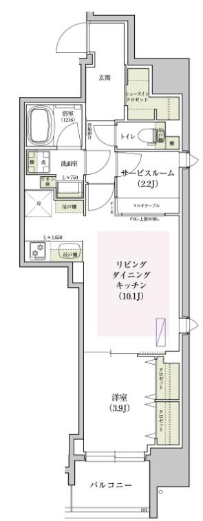 アーバネックス堺筋本町(1SLDK/12階)の間取り写真