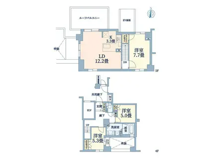 クレヴィア京都 御所西(3LDK/4階)の間取り写真