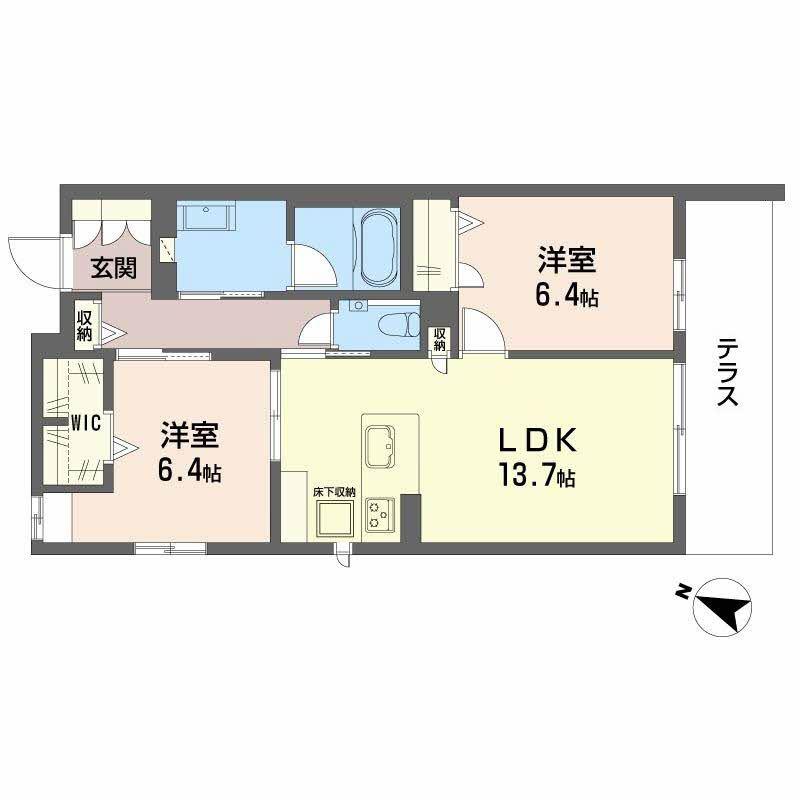 VIA SOLE 六甲道(2LDK/1階)の間取り写真