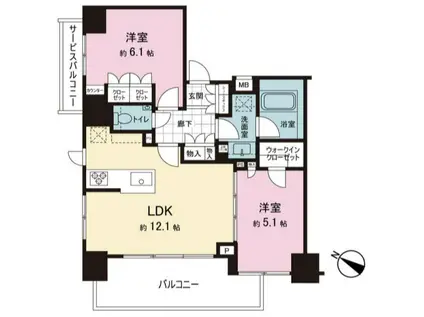 ルフォンリブレ大塚テラス(2LDK/7階)の間取り写真