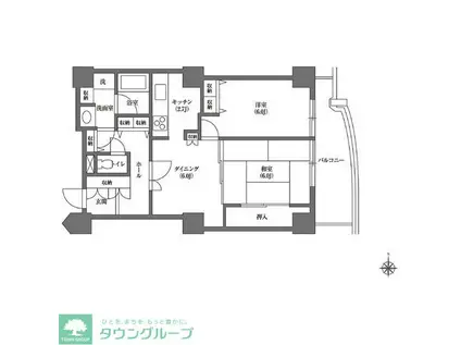 文京グリーンコートビュータワー本駒込(2DK/12階)の間取り写真