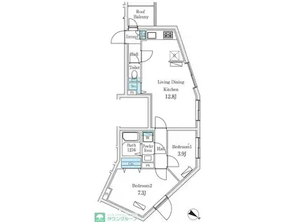 LUMIEC UN YOGA(2LDK/5階)の間取り写真