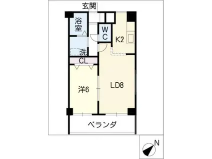 パルテール覚王山(1LDK/4階)の間取り写真