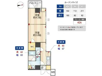 ズーム信濃町(2K/3階)の間取り写真