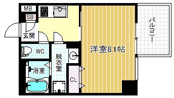 プランドール福島レジデンス(1K/9階)の間取り写真