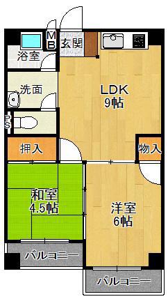 オーティハイツ広田(2LDK/4階)の間取り写真