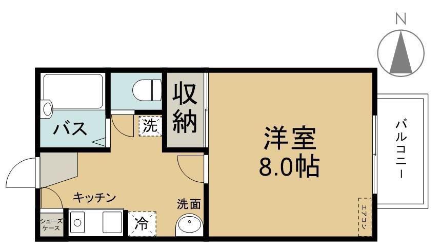 ヴィレッジKI(1K/2階)の間取り写真