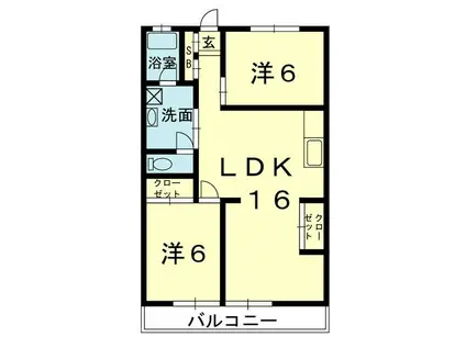 錦ヶ丘ハイツB棟(2LDK/3階)の間取り写真