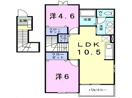 キャピタル広瀬 III(2LDK/2階)の間取り写真