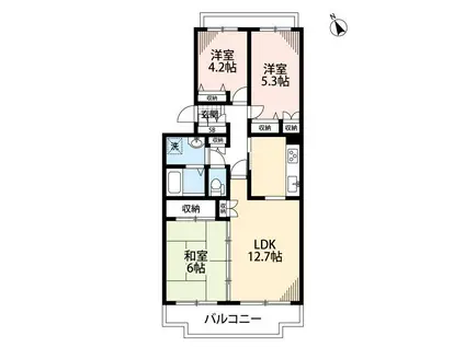 パークヒル飯山満3棟(3LDK/2階)の間取り写真