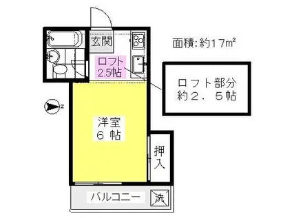 ハイムフォーワン(1K/1階)の間取り写真