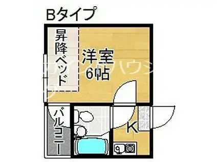 リヴァー住之江A棟(1K/1階)の間取り写真