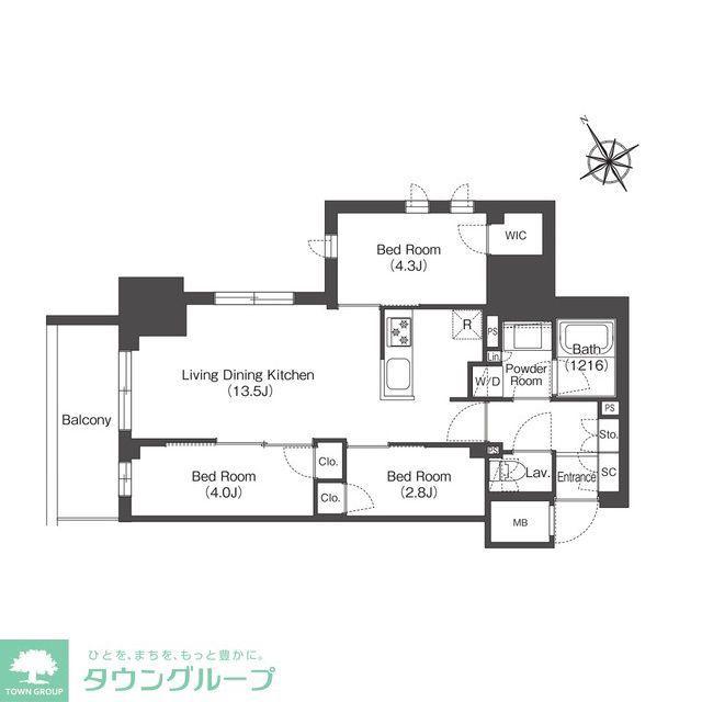 コンフォリア・リヴ板橋(3LDK/4階)の間取り写真