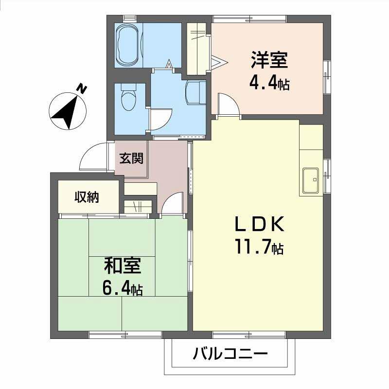 シャーメゾン古城 A棟(3K/2階)の間取り写真
