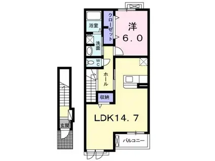 ポンド II(1LDK/2階)の間取り写真