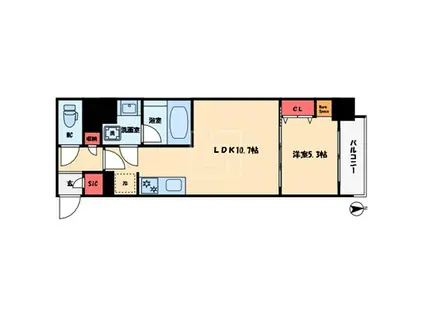 アーバネックス南新町(1LDK/12階)の間取り写真