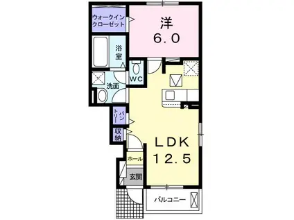 クラール樋之口D(1LDK/1階)の間取り写真