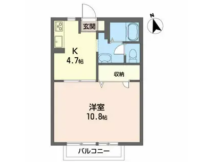 サンテラスS(1K/1階)の間取り写真