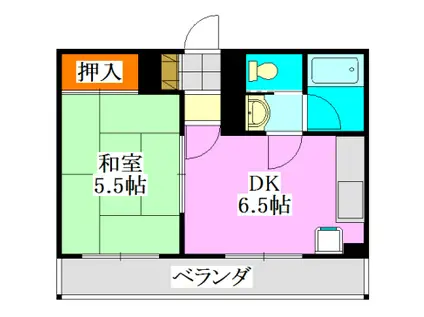 ハイツエバーグリーン津田沼2号棟(1DK/5階)の間取り写真
