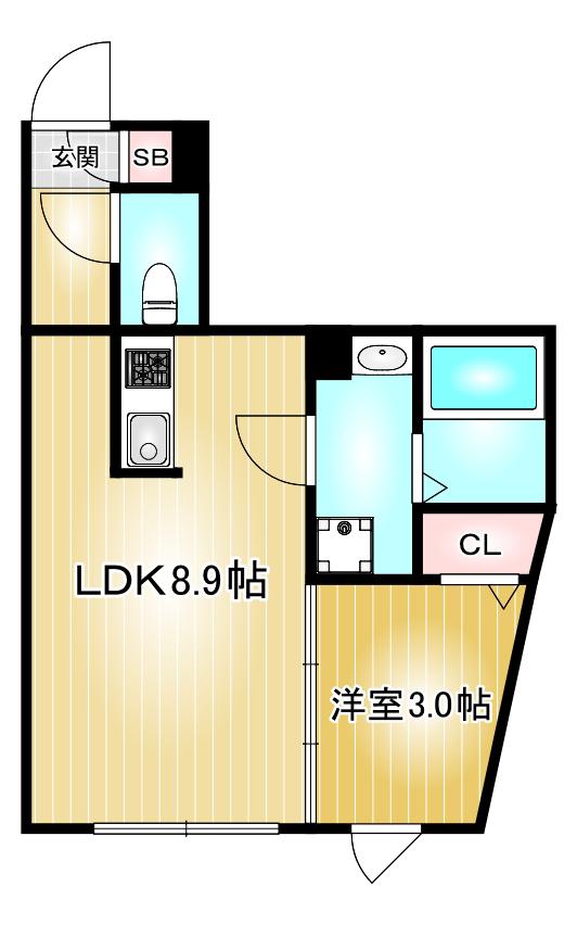 QUADOR車道(1LDK/4階)の間取り写真