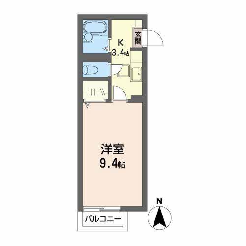 エスポアール・桜ケ丘(1K/1階)の間取り写真