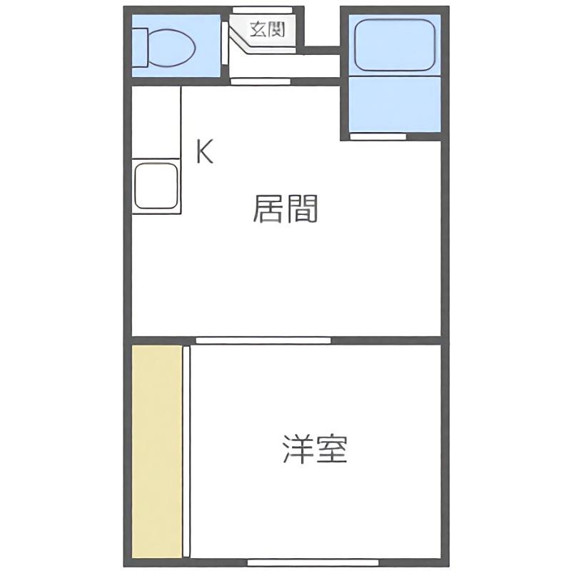 ノースランド芦屋(1DK/2階)の間取り写真
