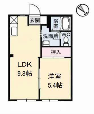 コーポやすらぎ(1LDK/1階)の間取り写真