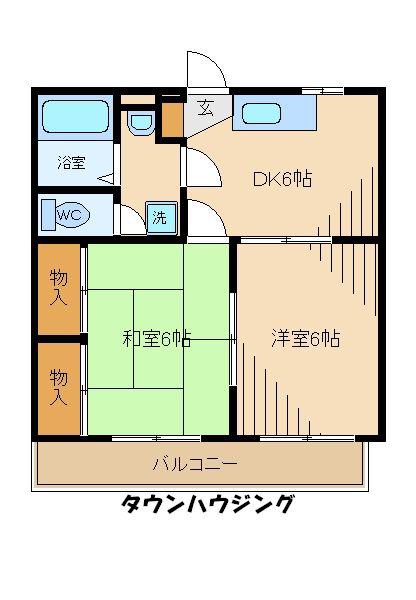 チェリーブラッサム(2DK/1階)の間取り写真