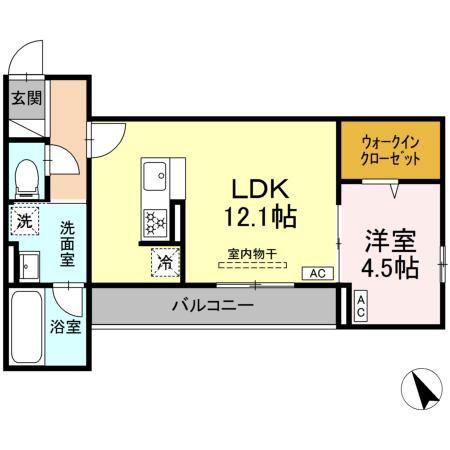 セステナリー西ノ内(1LDK/2階)の間取り写真